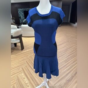 Diane Von Furstenberg Blue and Black Mini Dress